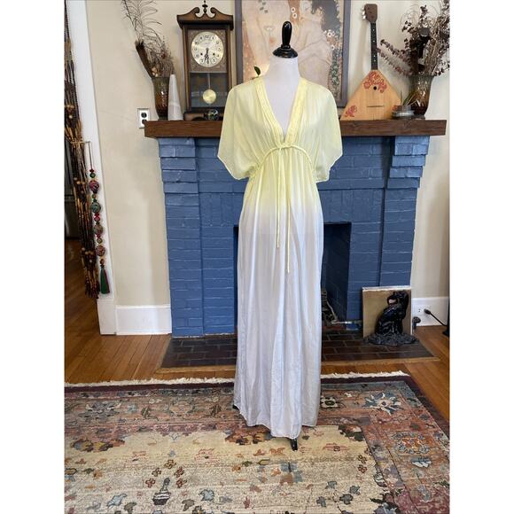 Lilka L Anthropologie Dress Size 100% Silk Sheer Gown Maxi Long Boho Ombre Flaw - Picture 1 of 16